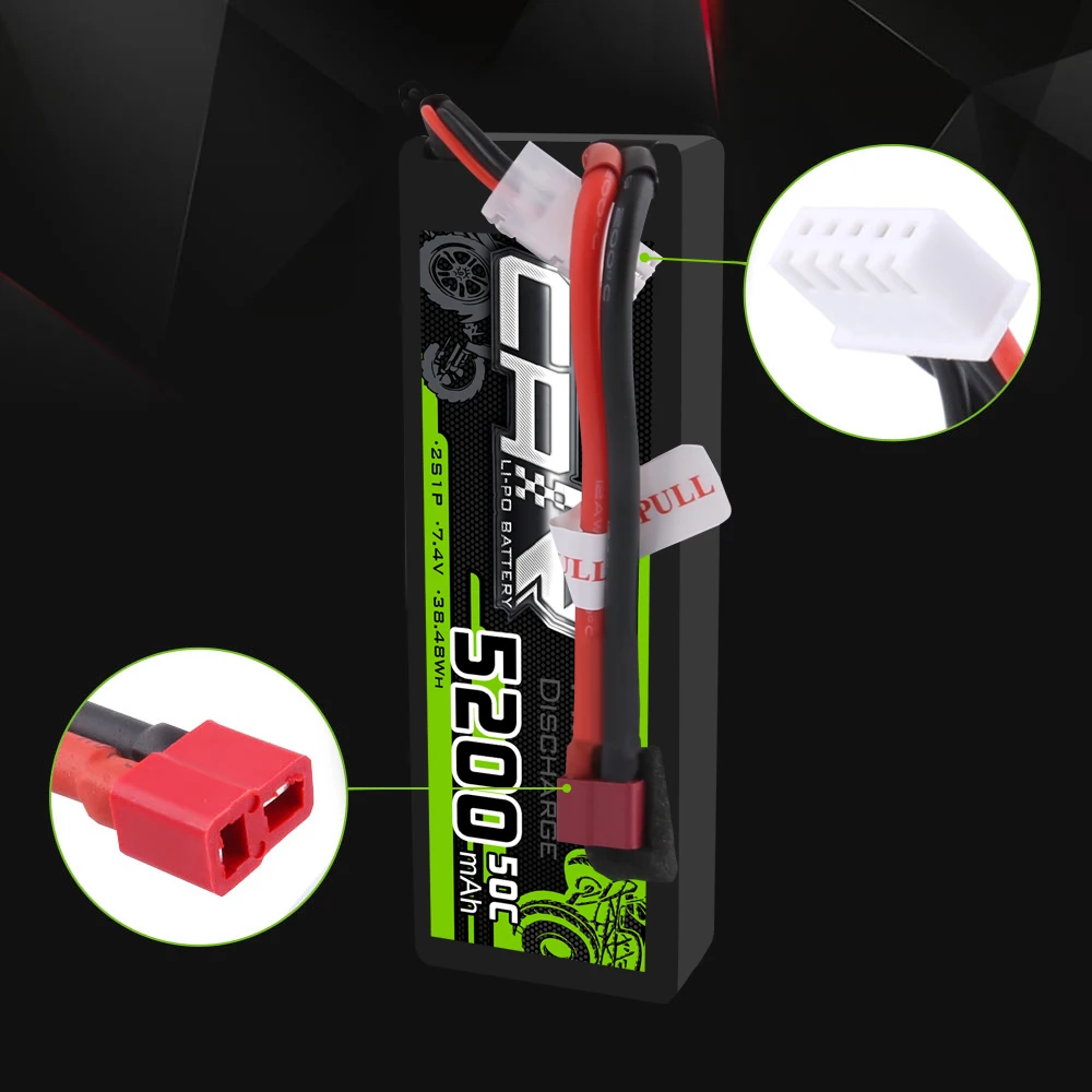 Аккумуляторная батарея 2P ACOVONIC 5200 мАч 7 4 В LiPo 2S1P 50C жесткий корпус Deans Plug для ARRMA 1/8 1/10