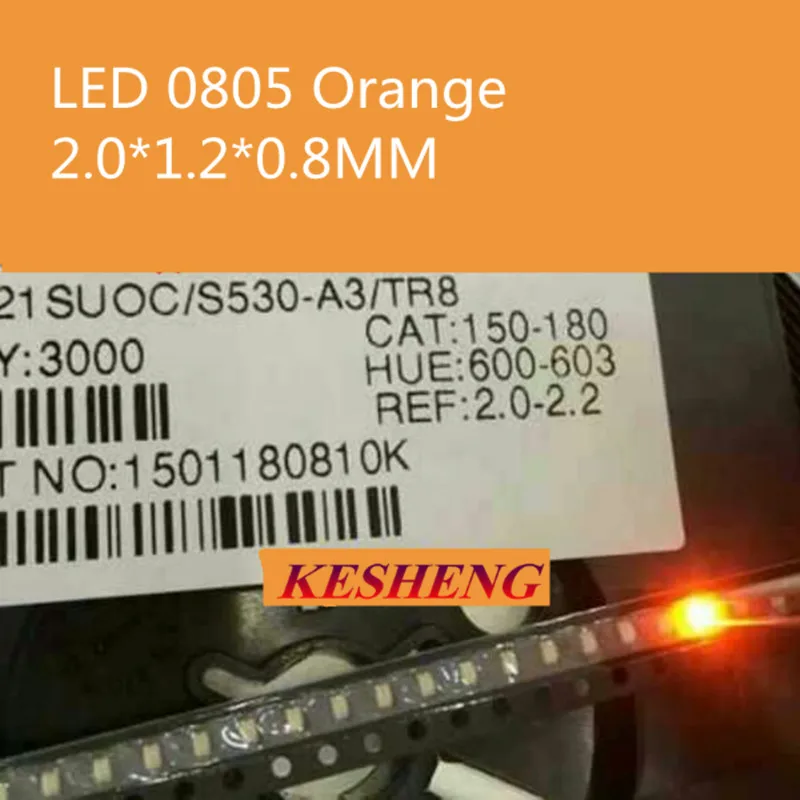0805 SMD оранжевый Янтарный светодиод 600 610nm SMT СВЕТОДИОДНЫЙ светильник диодный