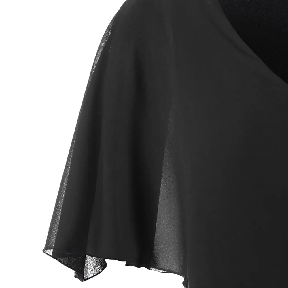 Rosegal плюс размер шифоновая накладка Sequin свободное платье женское облегающее с v