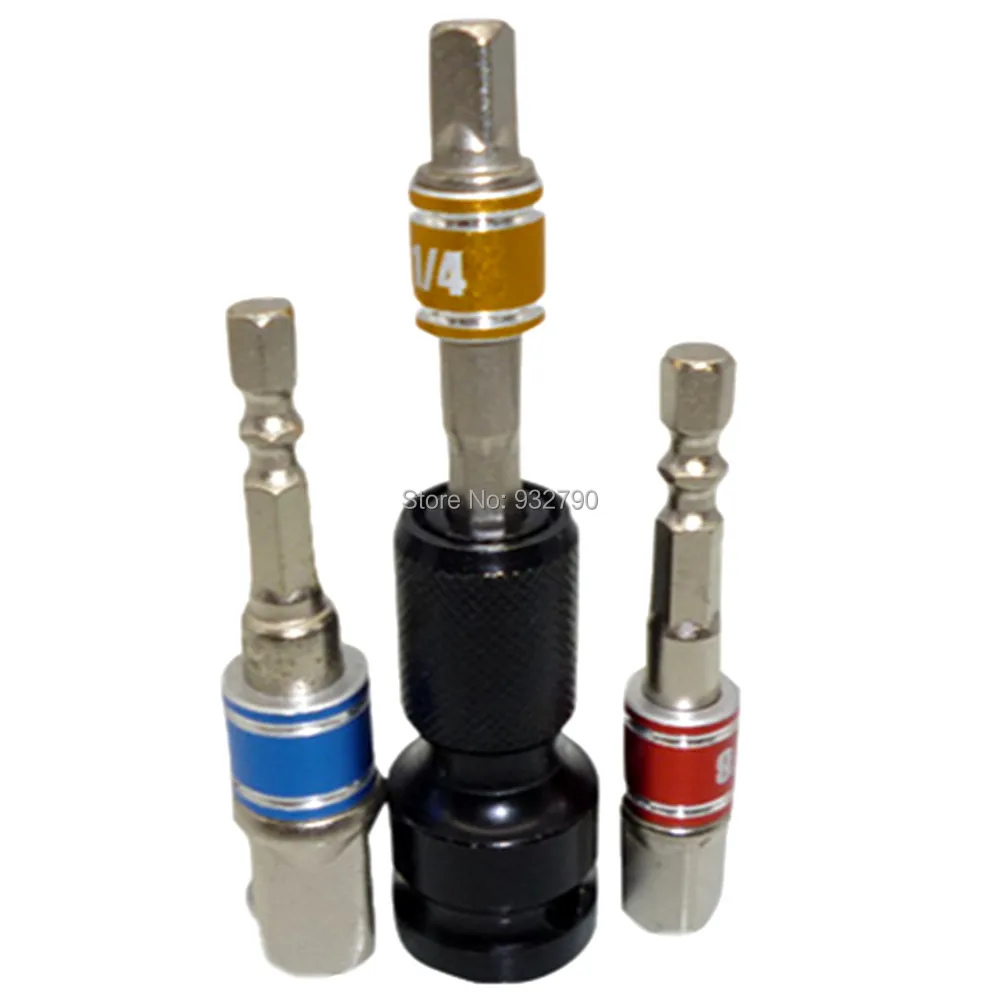 

Impact Wrench 1/2" to 1/4" Hex Quick Release Converter w/ 3pc Socket Bit Adapter