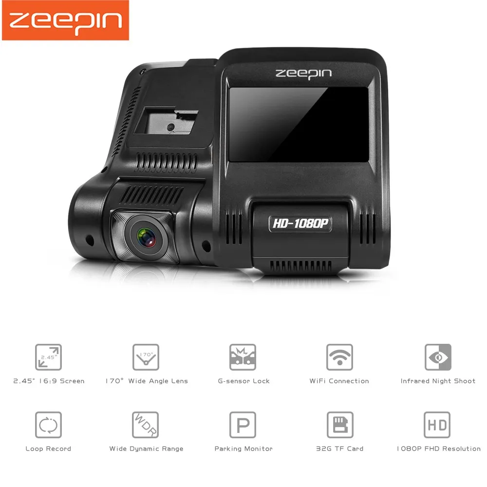 Большая Акция ZEEPIN Автомобильный видеорегистратор 2 45 дюймов 1080 P 170 градусов DVR