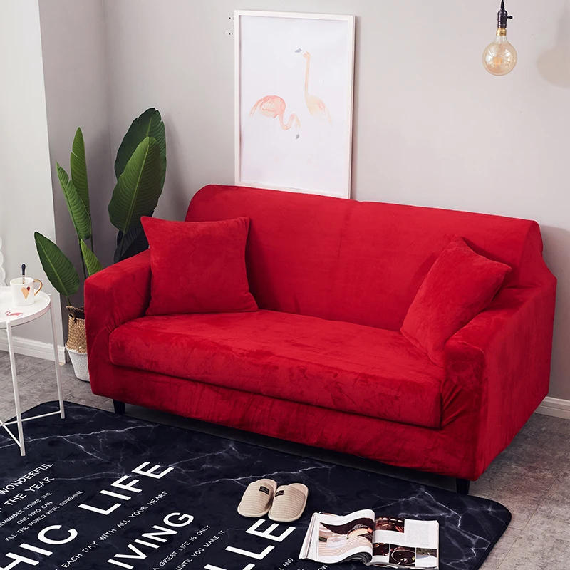 Plush Fabirc Sofa Cover Thick Slipcover Couch Sofacovers Stretch Elastic Cheap Covers Towel Wrap Covering 1/2/3/4 Seater | Дом и сад