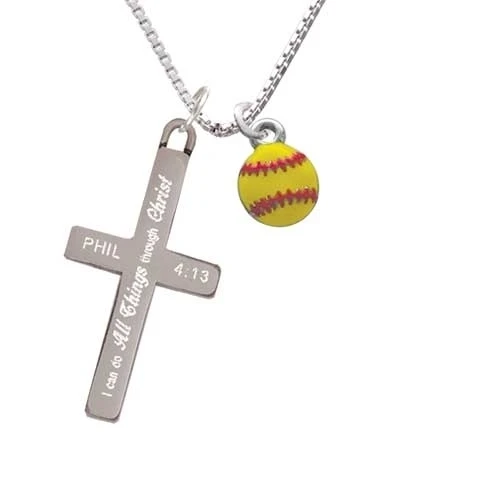 Мини Софтбол двусторонний я могу сделать все вещи крест ожерелье|Подвески| |