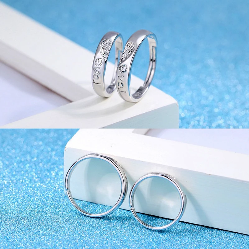 Trendy Wedding Rings 925 Sterling Sliver Couple for Women Men Love Heart Shape Engagement Ring Jewelry Bijoux JN0370 | Украшения и