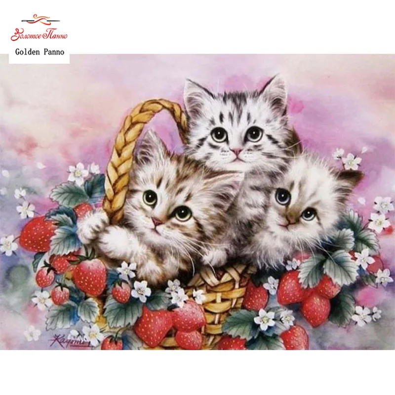 Diamond Painting Full Square 5D Diy Daimond Embroidery Diamant Mosaic Sale Displasy Broderie &quot Cat in the basket&quot 12 | Дом и сад