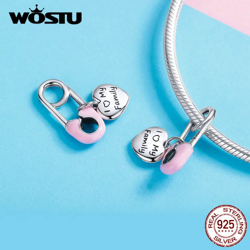 WOSTU Tribute Love My family, Висячие Подвески, 925 пробы, серебряный зажим, бусина, подходит для оригинального браслета, Серебряное ювелирное изделие CQC1145