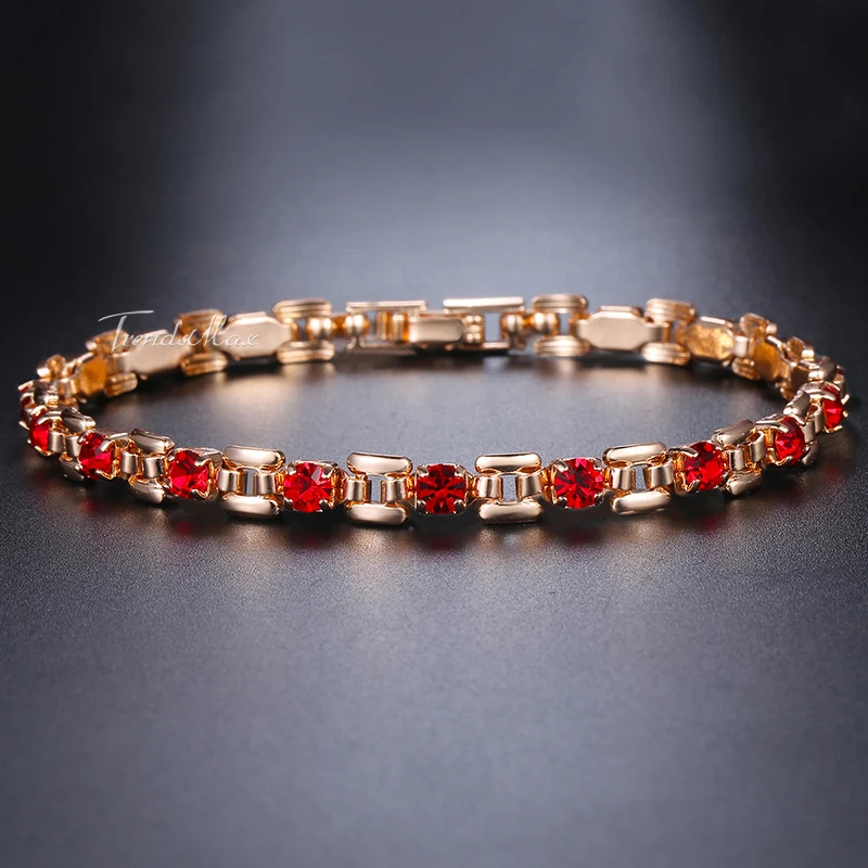 Женский ювелирный комплект черный красный прозрачный CZ розовое золото