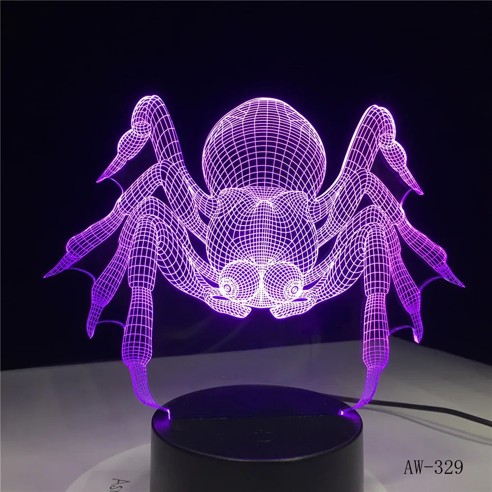 3D светильник в виде паука Креативный светодиодный ночник с USB-разъемом