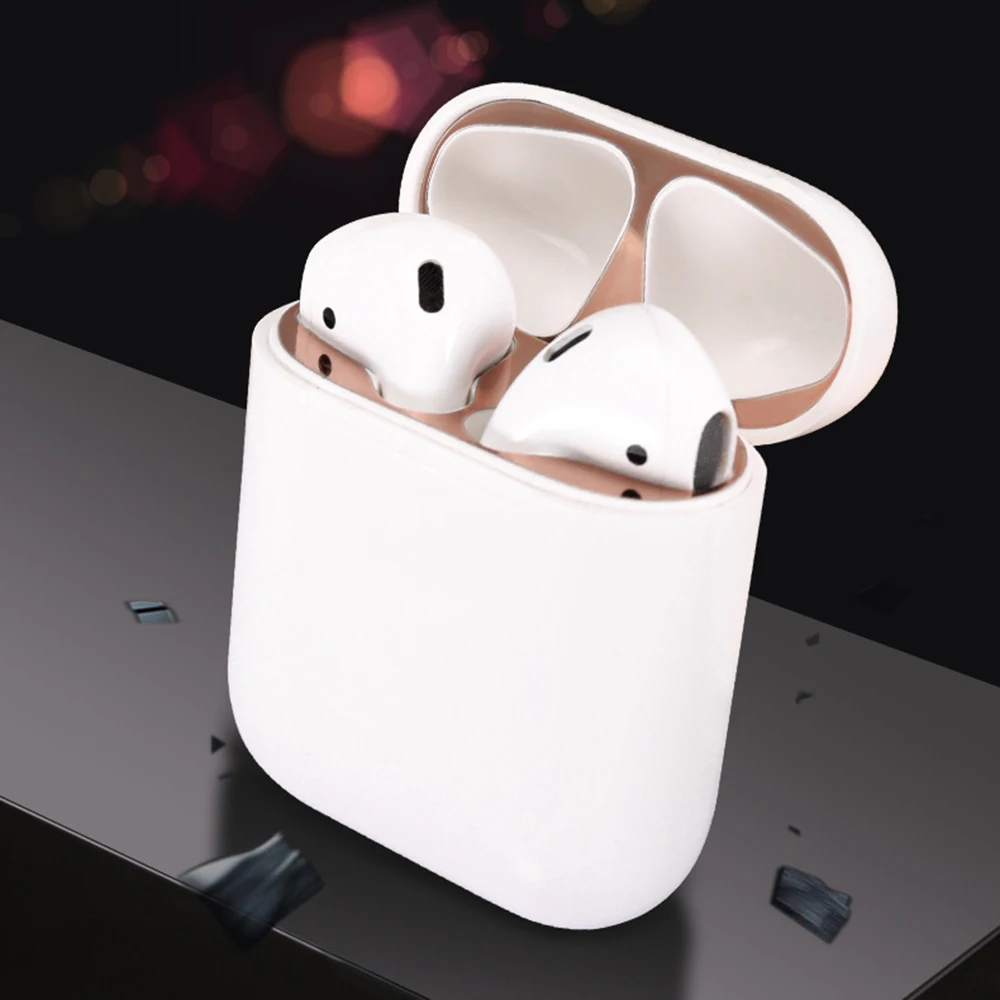 

2019 New Protection Box 5pcs Bluetooth Earphone Case Cover for AirPods Sticker Skin Protecting Metal Dust Guard
