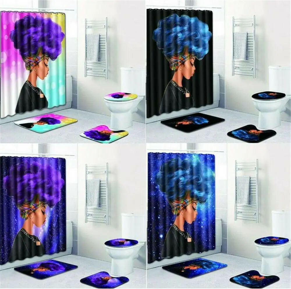 4 шт./компл. водонепроницаемые занавески для душа коврик ванной крышки сиденья