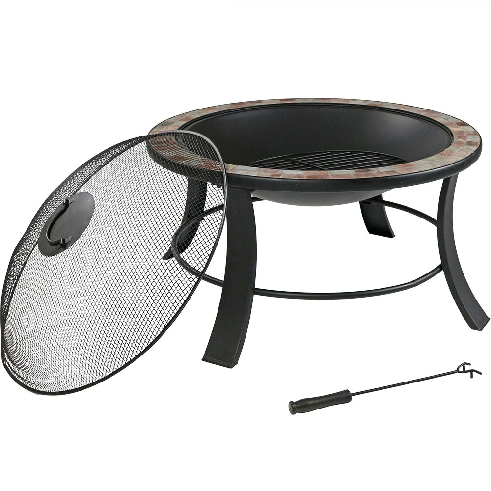 Sunnydaze 30 Inch Природный сланец стол с углублением для костра искровым Экран | Мебель