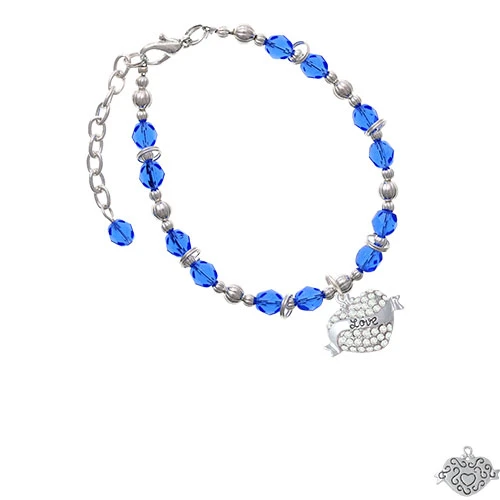 Silvertone баннер &quotлюбовь&quot на прозрачное Кристальное сердце Королевский браслет с