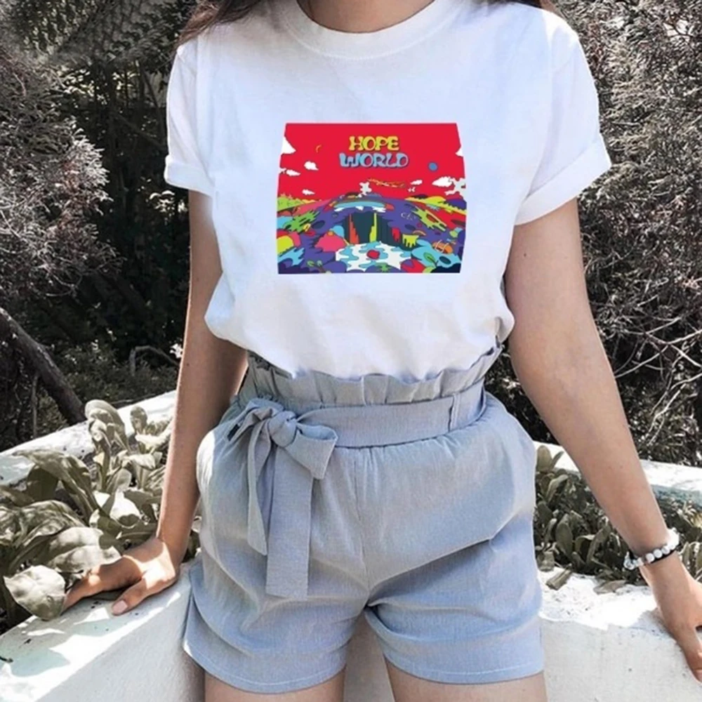 

Hope World Graphic Shirt Summer Fashion Women Casual T-Shirt Funny Hipster Short Sleeves Fans T-Shirt