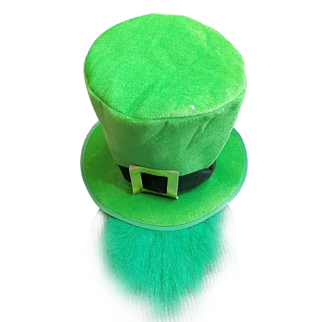 New Velvet High Hat Irish Clover Green Carnival Beard Hat Green Festival Men And Women General Purpose Cap