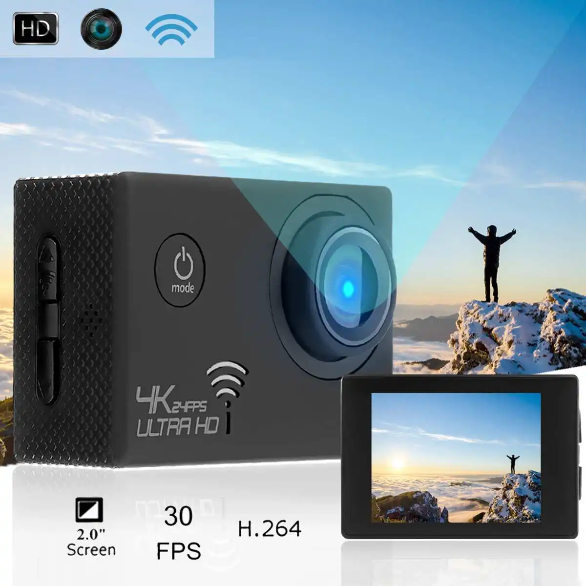 Wifi Экшн камера Ultra 4K Full HD 1080P подводная водонепроницаемая шлем Камера спортивная