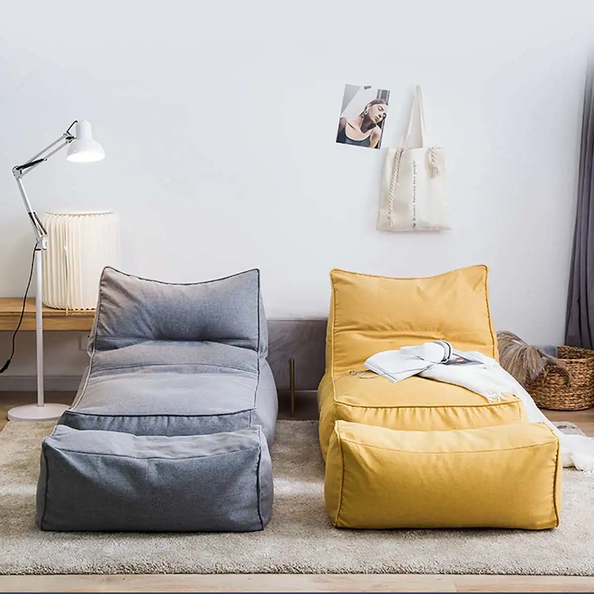 Чехлы для диванов Lazy BeanBag стулья без наполнителя из льняной ткани мешок пуф