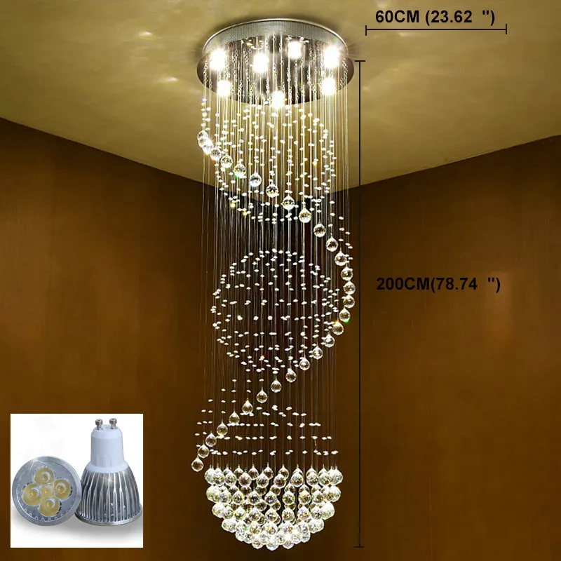 安い 現代ロングledスパイラルリビングクリスタルシャンデリア照明屋内器具階段階段ランプショーケース寝室ホテルホール