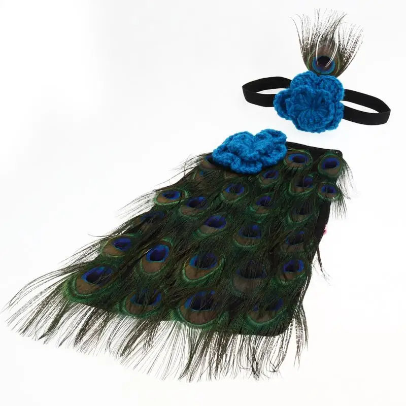 Newbron Baby Photography Prop Girls Boys Peacock Photo Props Crochet Knit Clothes with Headband for 0-12 Month Infant Kids | Детская