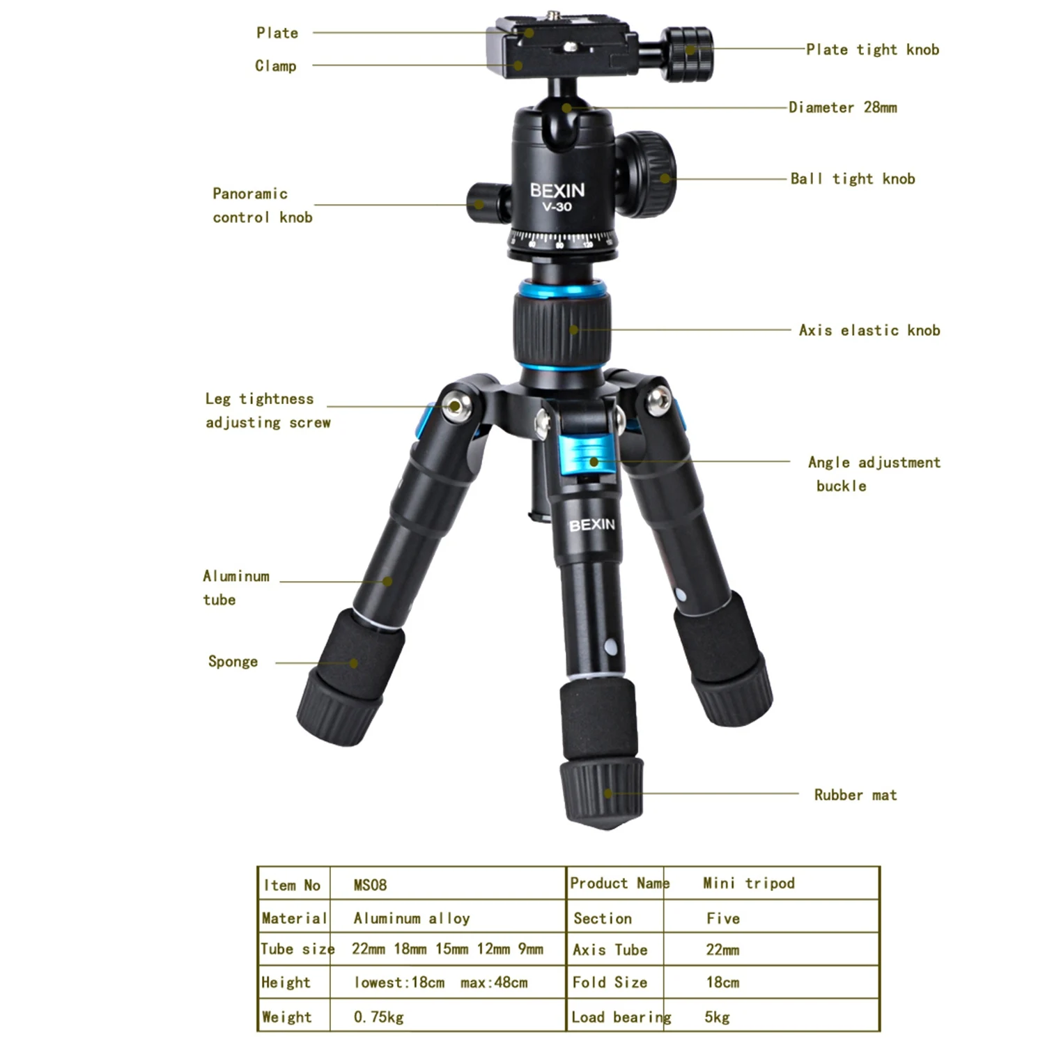 Bexin Ms08 Camera Travel Professional Photography Smartphone Fishing Tripod Ball Head Mini Holder For Phone | Электроника