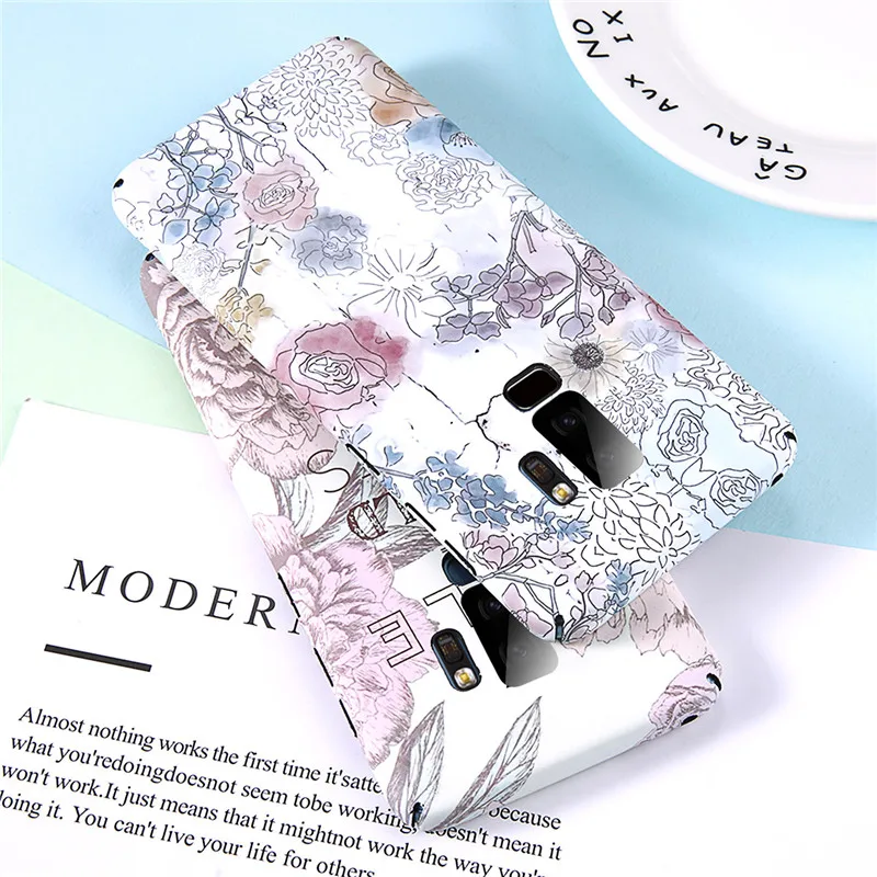 Lovebay New Smile Hard Matte Flowers Letters Painting Pattern Case For Samsung Galaxy Note 8 9 S8 S9 Plus Phone Cover Smart Capa |