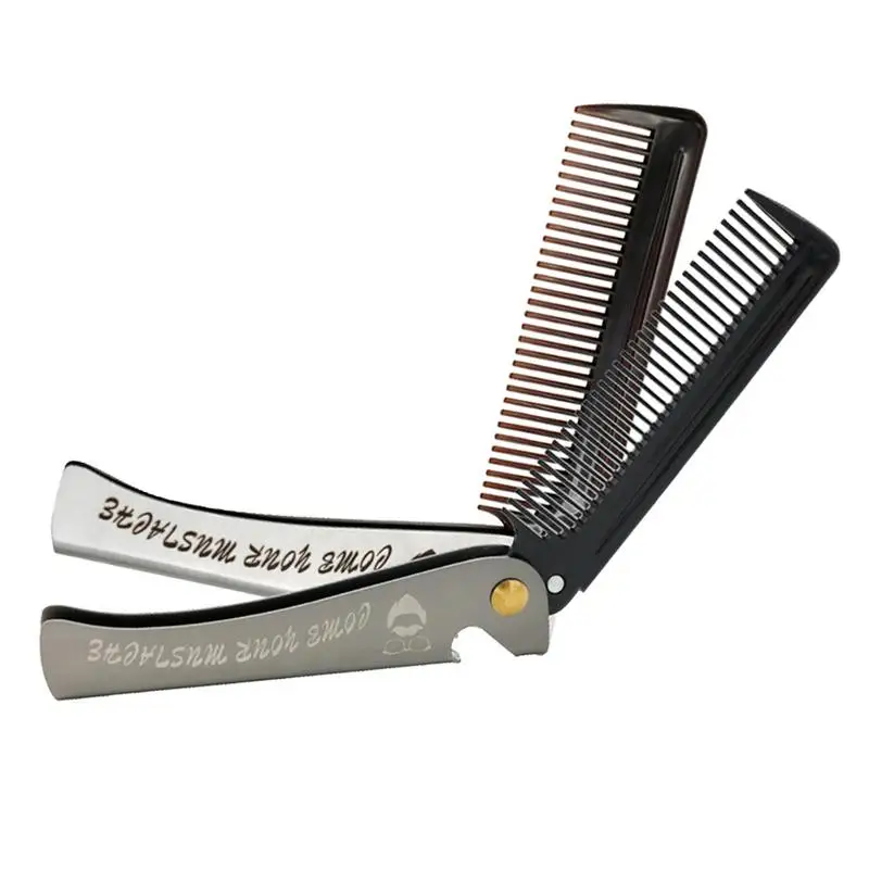 Складная расческа для волос карманный зажим усов бороды из нержавеющей стали