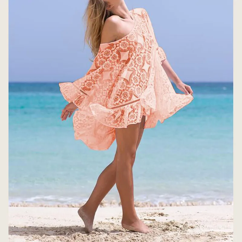 

Beach Swimsuit Tunics Lace Cover Up Coverups Women's Lace Bikini Cover Up Swimwear Swimsuit Summer Beach Dress
