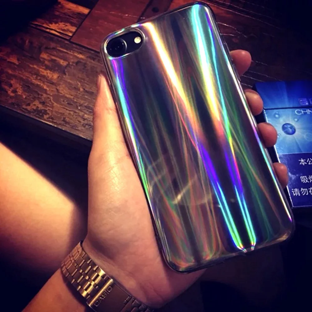 Силиконовый чехол KISSCASE с цветным градиентом для iPhone 8 7 6S 6 X прозрачным лазерным