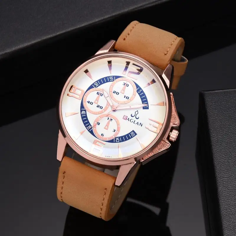 Для мужчин мужской PU ремешок кварцевые часы повседневное Стиль Изысканный