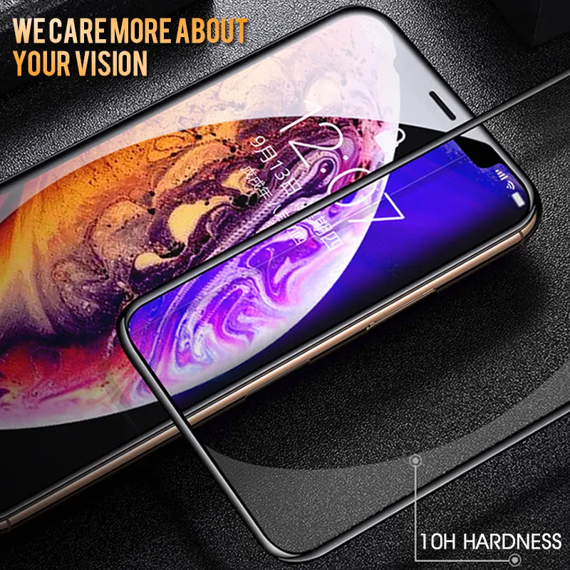 Защитное стекло 30D с закругленными краями и полным покрытием для iPhone X XS MAX 7 8 6 6s Plus