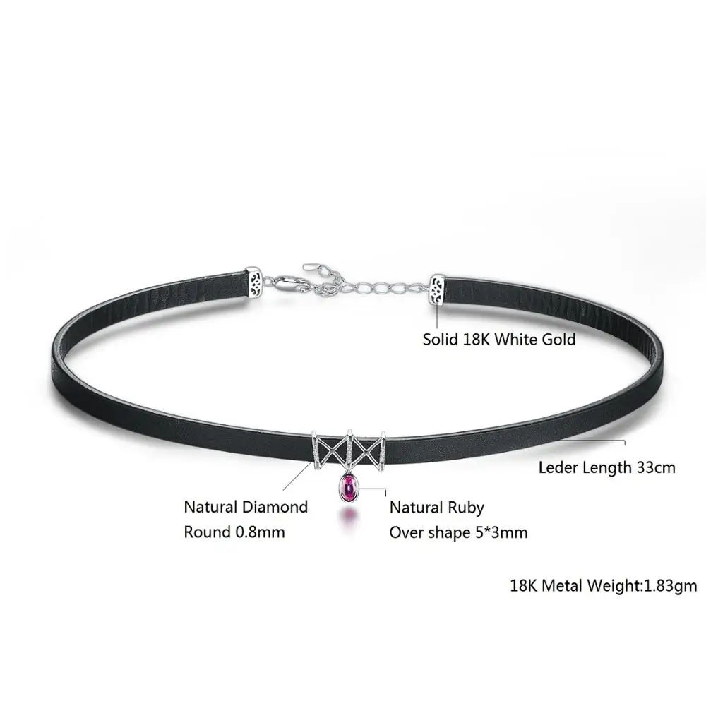 Женское кожаное ожерелье чокер LP массивное из 18 каратного белого золота с