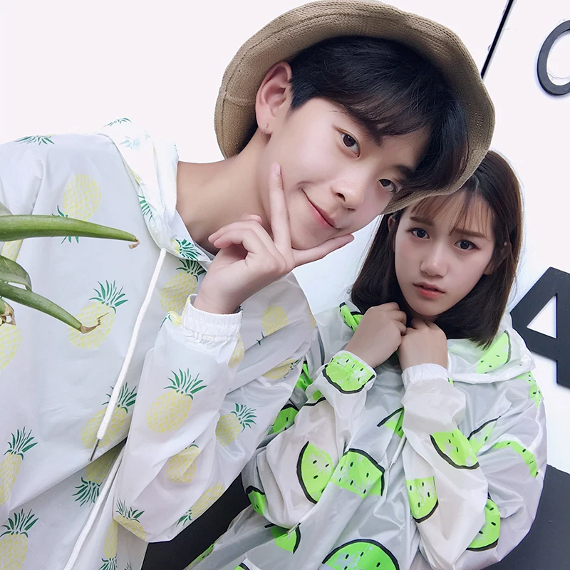 Мужская тонкая куртка с капюшоном летняя повседневная принтом фруктов в стиле