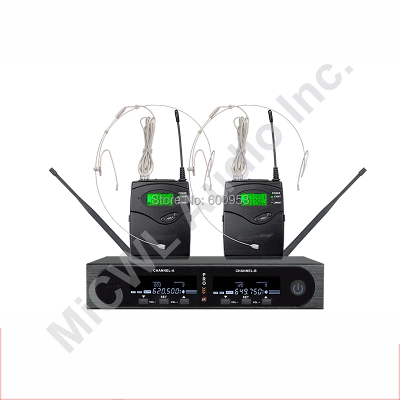 Pro SKM9000 2x100 канальный караоке беспроводной микрофон Система сценическая