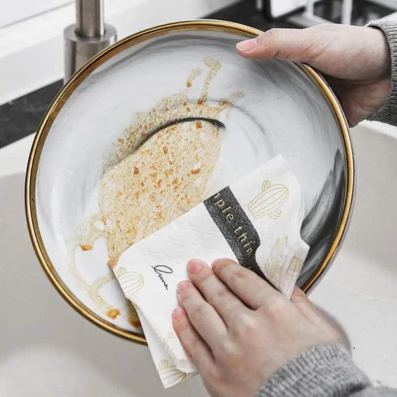 30 sheets/roll Multi-function Washable Printed Kitchen Paper Oil-absorbing Cooking Cleaning Rag Gadget | Дом и сад