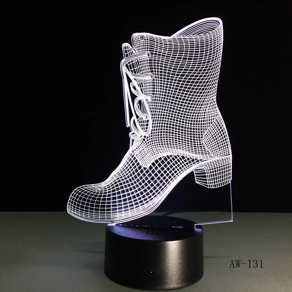 Фото 3D Shoes Boot LED USB Night Light Desk Lamp Controller Battery Powered Switch 7 Color Change Home Decor Gifts Toy AW-131 Лампы и 3D Shoes Boot LED USB Night Light Desk Lamp Controller Battery Powered Switch 7 Color Change Home Decor Gifts Toy AW-131 Лампы и