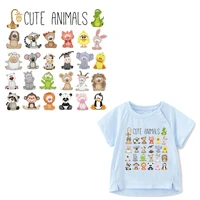 cute animal patch iron on transfer cat lions panda patches for kids clothing diy t shirt applique ironing stickers thermal press
