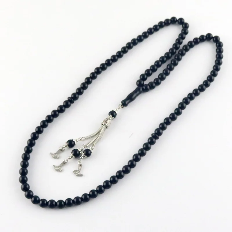 8 мм браслет из бисера черный мусульманский Tesbih Tasbih молитвенные бусины 99 бусин
