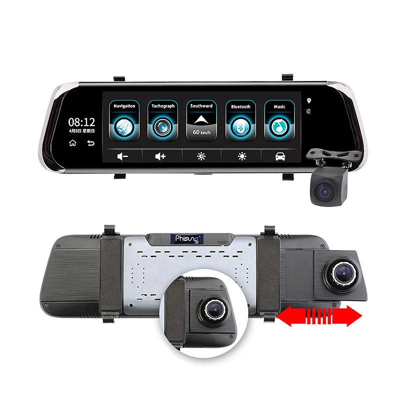 Автомобильный видеорегистратор E08 Plus 10 дюймов Ips Press 4G Mirror Dvr Android Adas Gps Fhd 1080P Wifi авто
