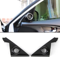 car door exterior stereo speaker cover trim for honda civic 2016 2017 2018 black carbon fiber style