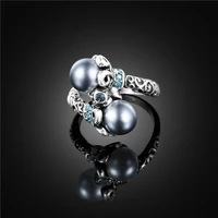 fashion ring women simulated pearl ring luxury promise engagement ring bridal wedding ring jewelry