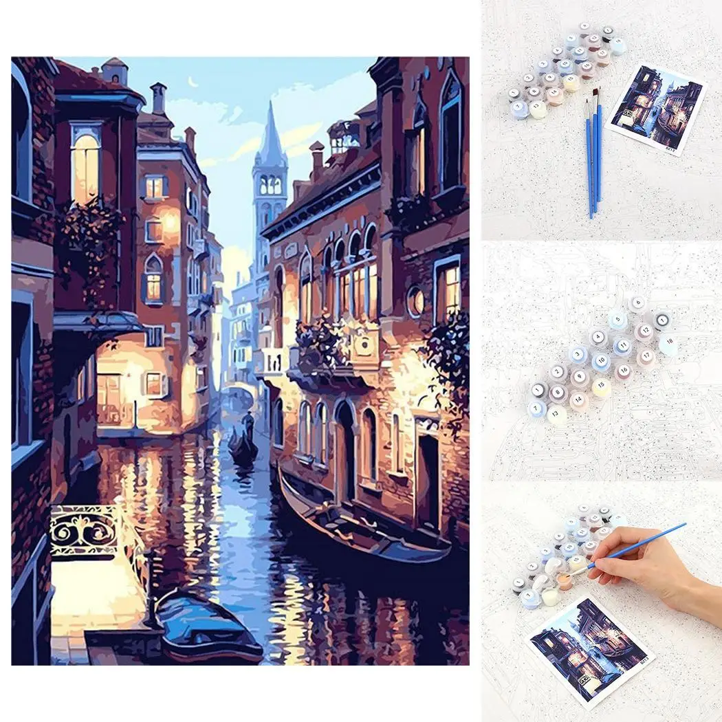 DIY бескаркасные квадратный водяной замок ручная роспись дома отеля и т. д. картина