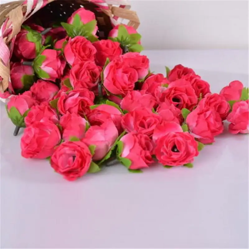 50pcs 3cm Silk Rose Artificial Flower Wedding Home Furnishings DIY Wreath Sheets Handicrafts Simulation Cheap Fake Flowers