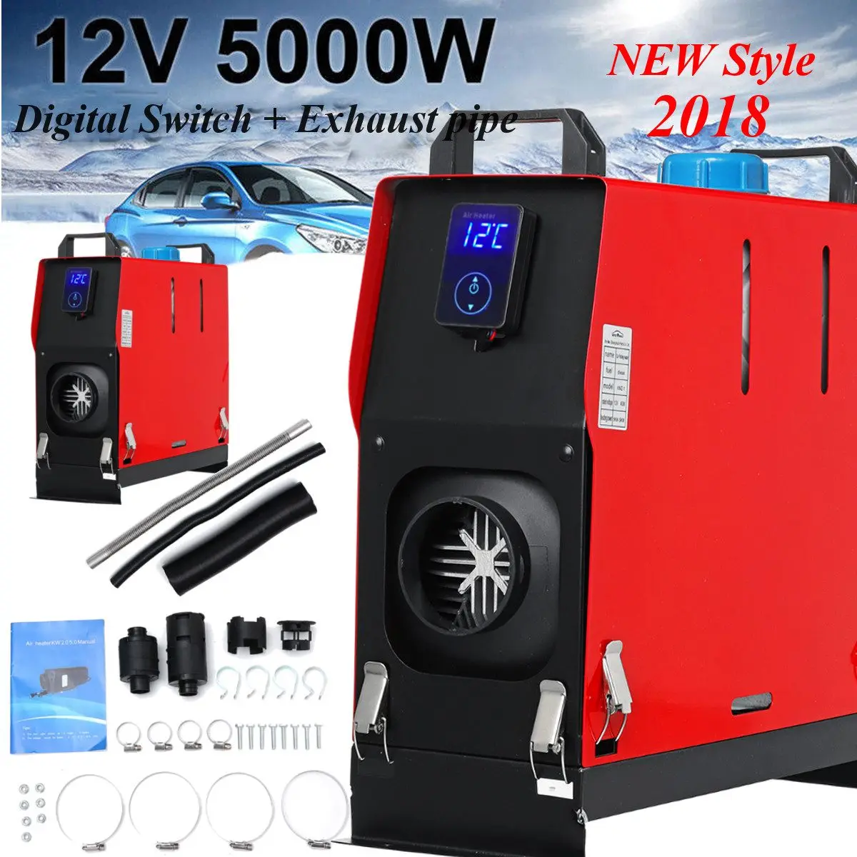 5000W 12V все в одном хост машина w ebasto воздушный парковочный обогреватель с цифровым