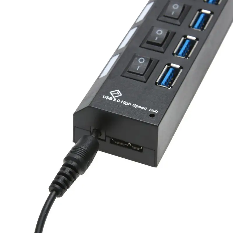 Высокое качество 7 портов USB 3 0 концентратор 5 Гбит/с питания вкл/выкл адаптер