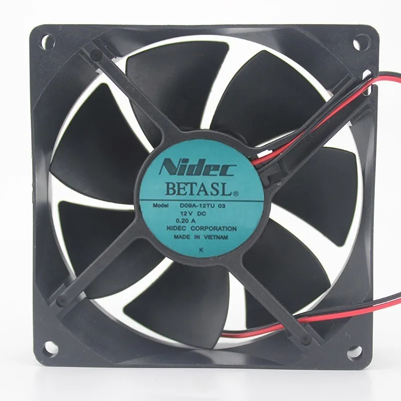 

Nidec 9025 D09A-12TU 03 DC 12V 0.20A 9CM 90*90*25MM 2-wires Inverter Cooling Fan