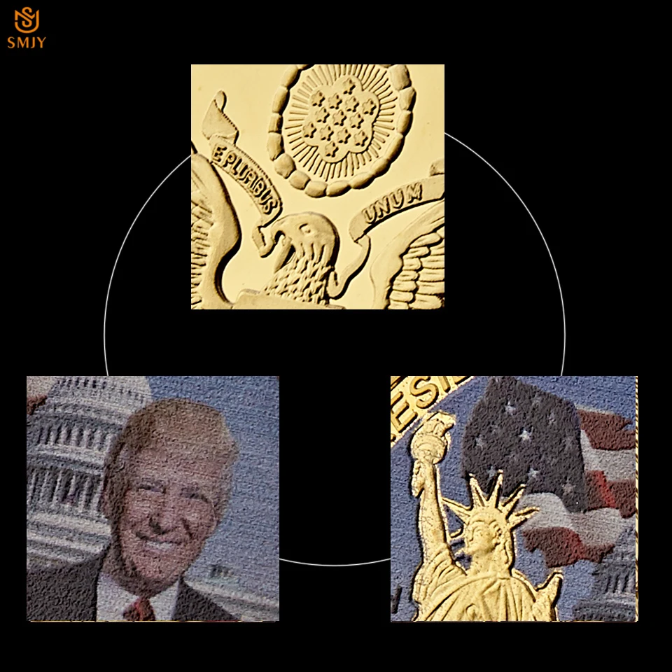 США позолоченная металлическая сувенирная монета 45-й президент Дональд Трамп и