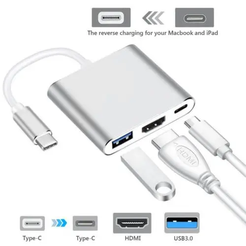 Тип C на HDMI адаптер 3 в 1 взаимный обмен данными между компьютером и периферийными