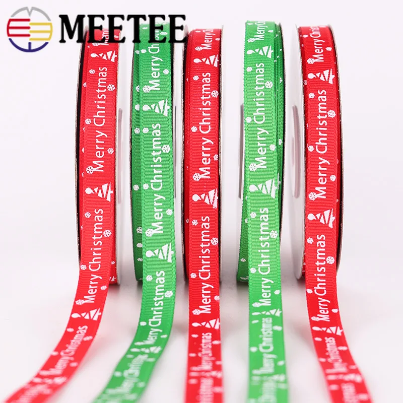 Meetee 25 ярдов 1 см Рождественская лента из поплина красный зеленый двойная с