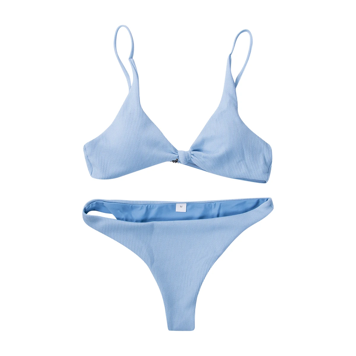 Женский комплект бикини однотонный купальник с бантиком и мягкими