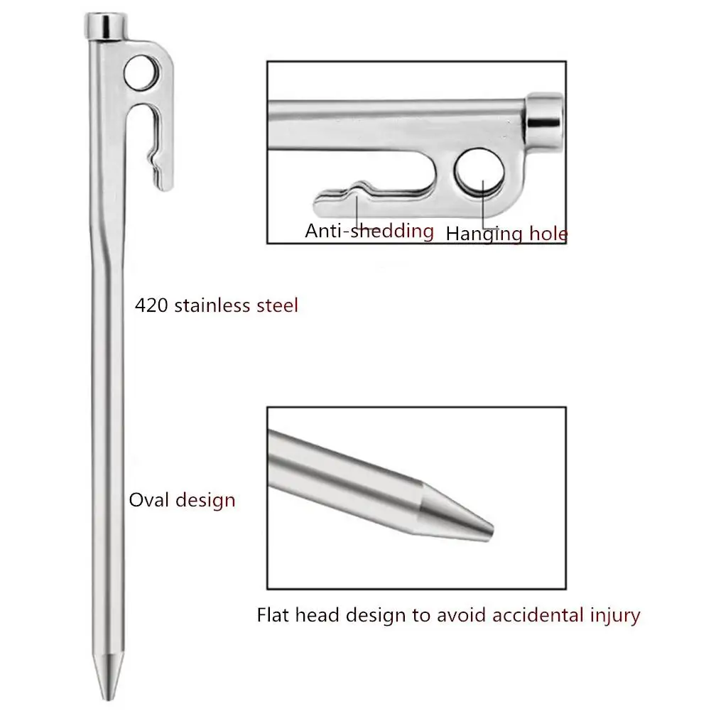 Mounchain 1Pc Tent Peg Stakes Nails High Strength Stainless Steel Accessories Nail length 20/ 26 /30/ 35/40 cm | Спорт и развлечения
