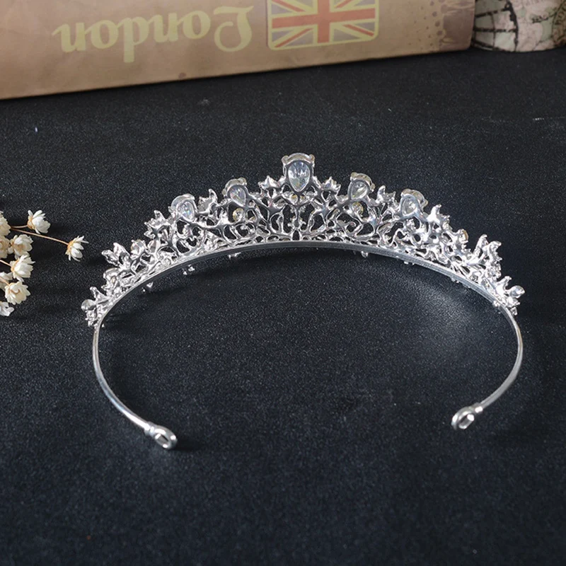 Серебряная прозрачная Хрустальная фианитовая Корона свадебная тиара CZ королева